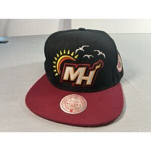 Miami Heat Mitchell & Ness Snapback Hat Tropical Flat Bill NBA Basketball Cap